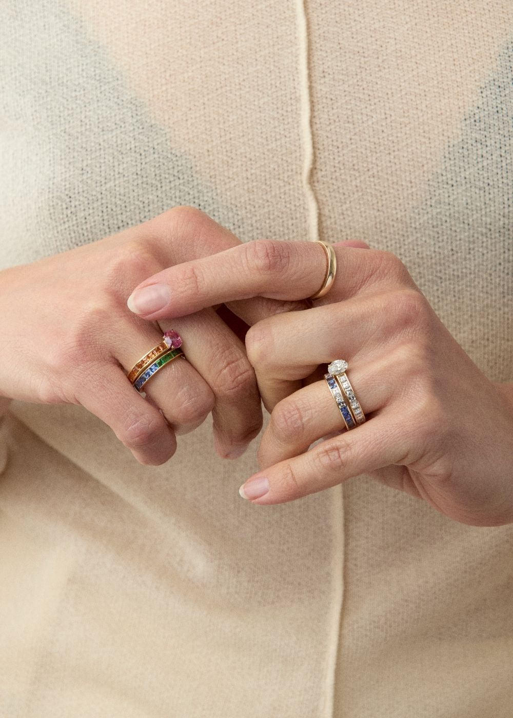 Bit on the Side Pink & Orange Sapphire Ring