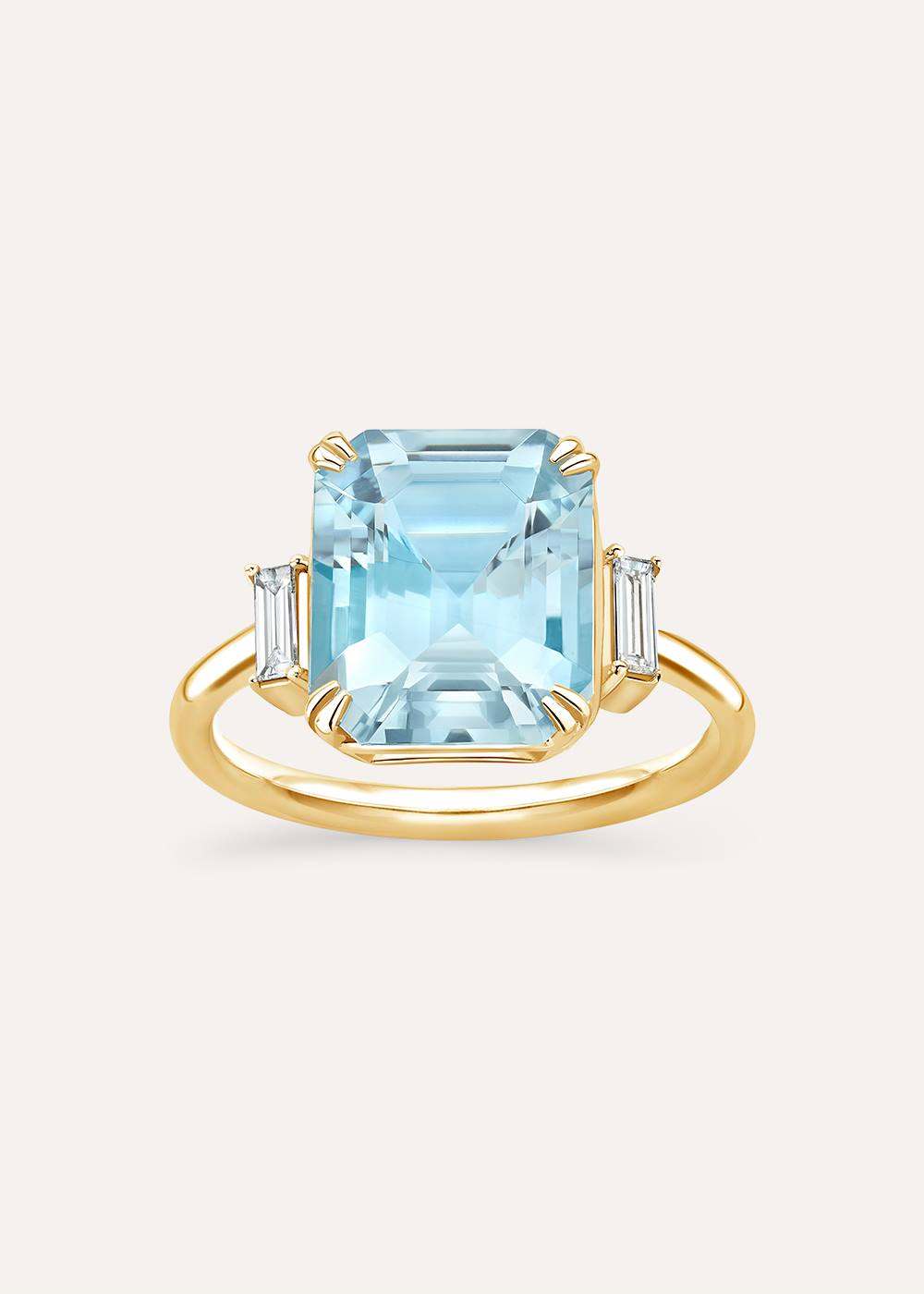 Mae West Aquamarine & Diamond Ring