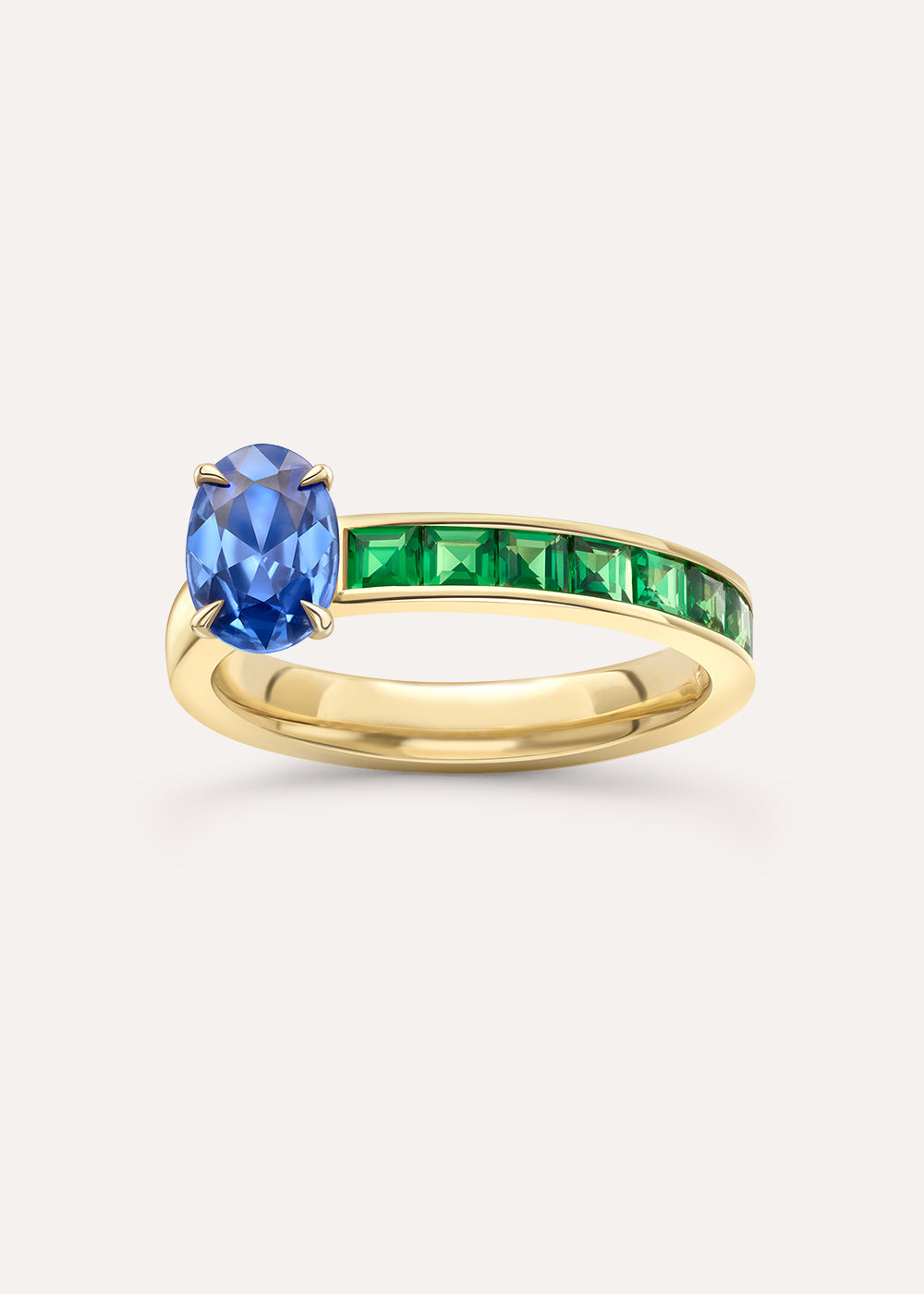 Bit on the Side Blue Sapphire & Tsavorite Ring