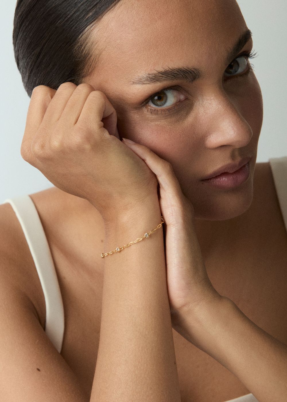Lab-Grown White Sapphire Paperclip Chain Bracelet