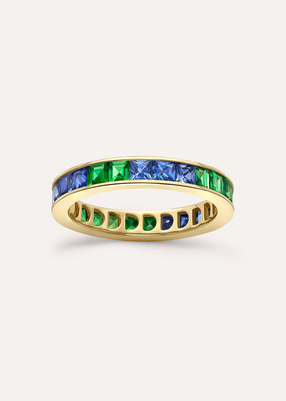 Brightside Tsavorite & Blue Sapphire Eternity Ring