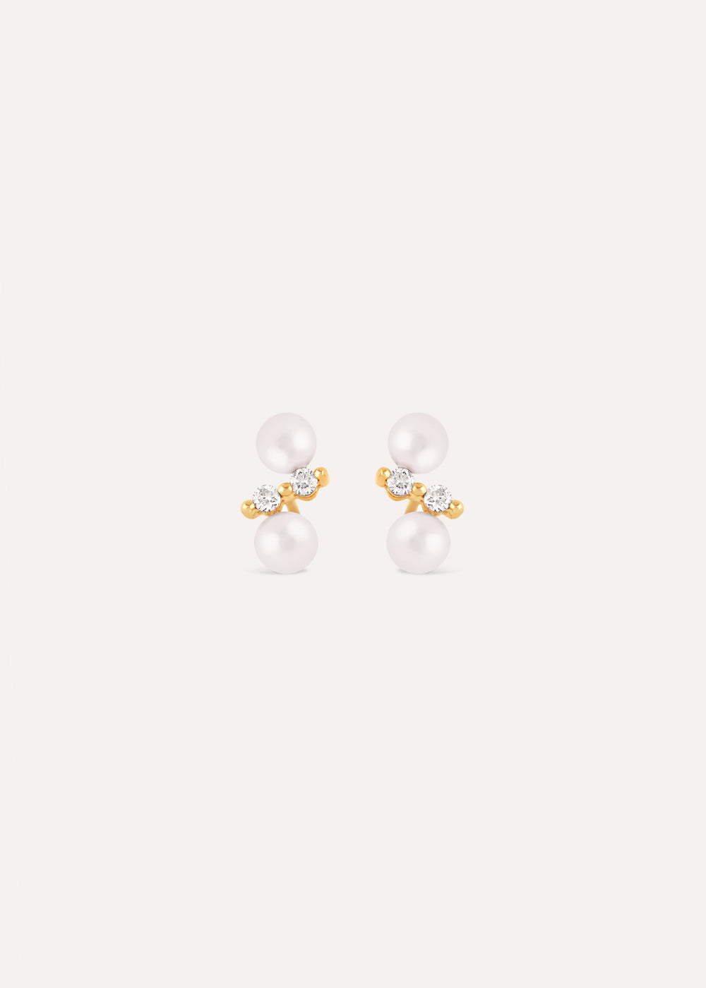 Shuga Double Pearl & Diamond Stud Earrings