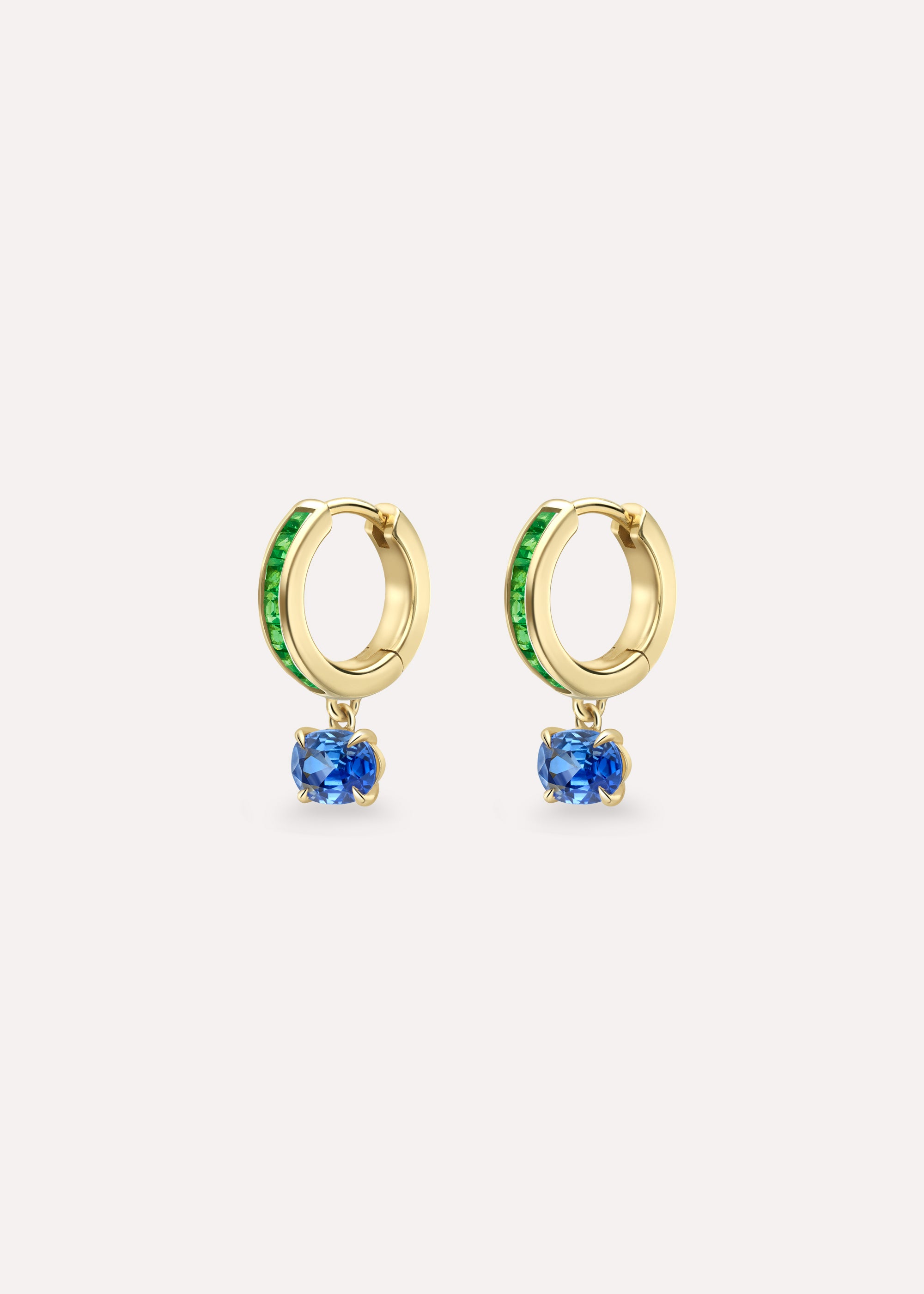 Brightside Tsavorite & Blue Sapphire Drop Earrings
