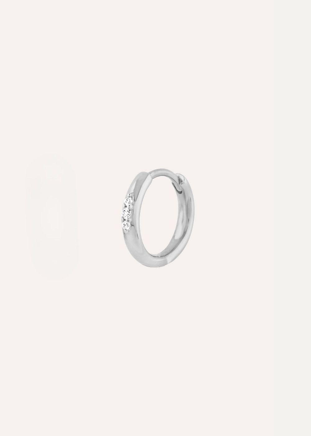 Single Signature Three Stone Lab-Grown Mini Huggie Hoops
