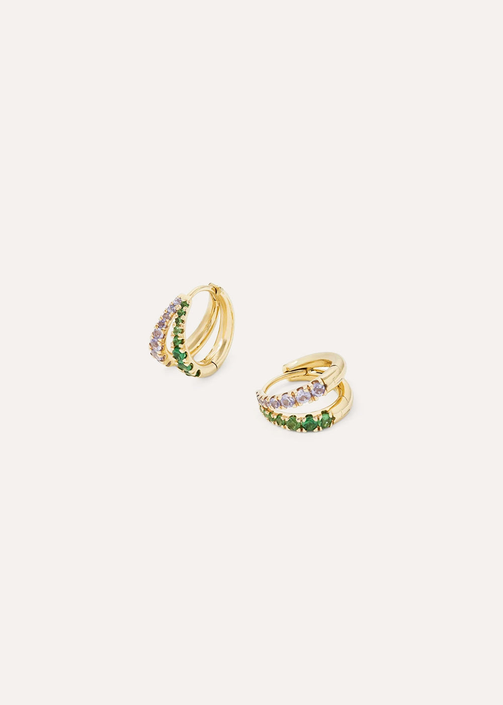 Signature Duo Tanzanite & Tsavorite Huggie Hoop Earrings