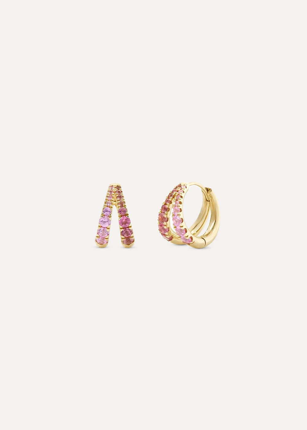 Signature Duo Rubellite & Pink Sapphire Huggie Hoop Earrings