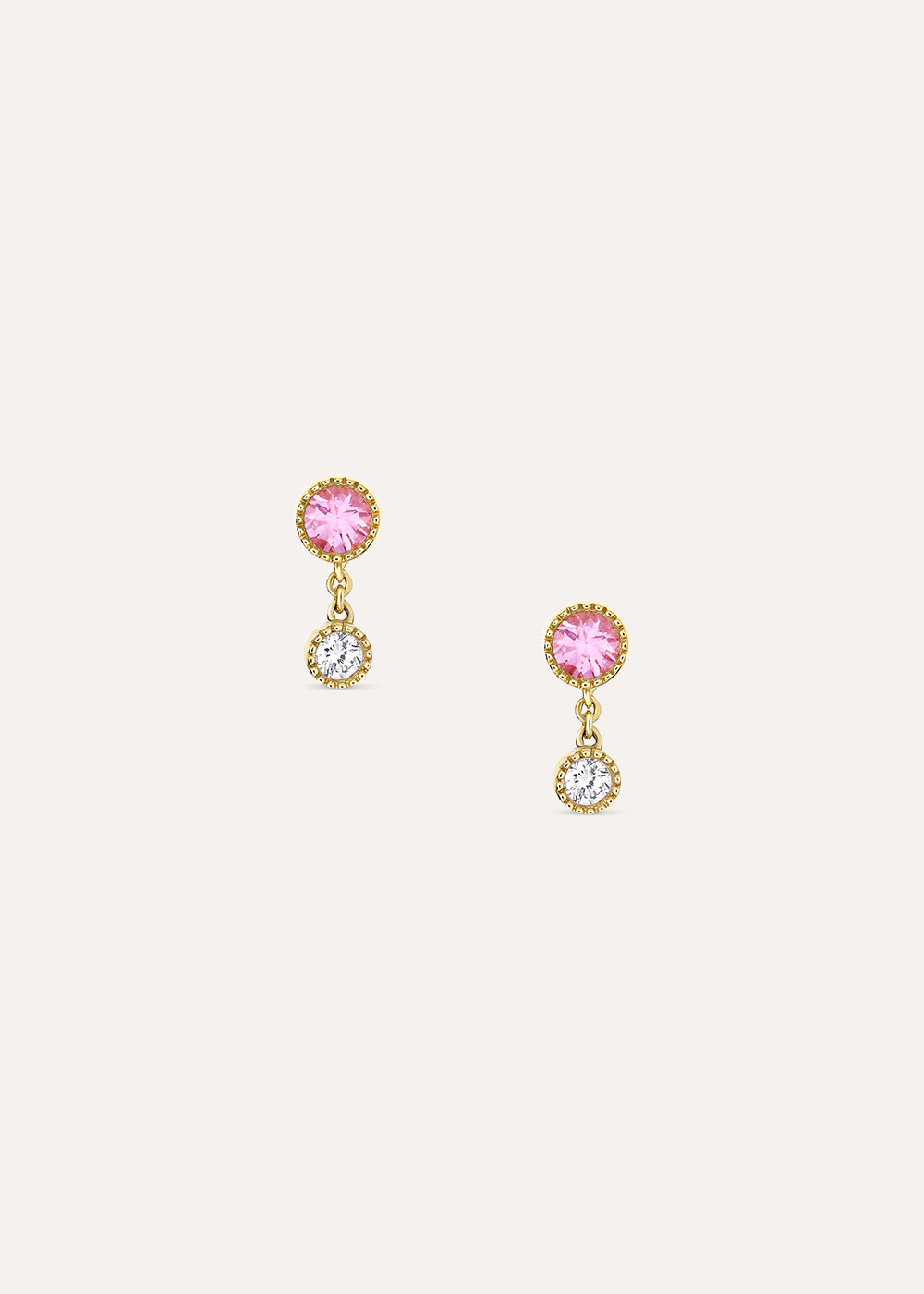 Jasmine Duo Drop Pink Tourmaline & Lab-Grown Diamond Stud Earrings