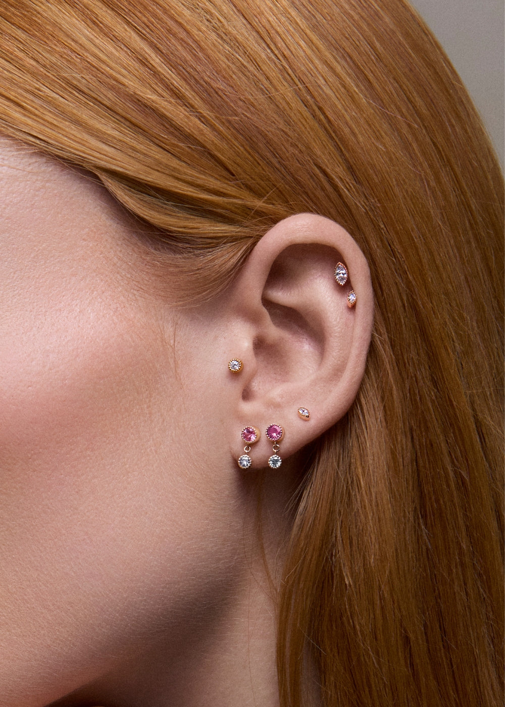 Jasmine Duo Drop Pink Tourmaline & Lab-Grown Diamond Stud Earrings