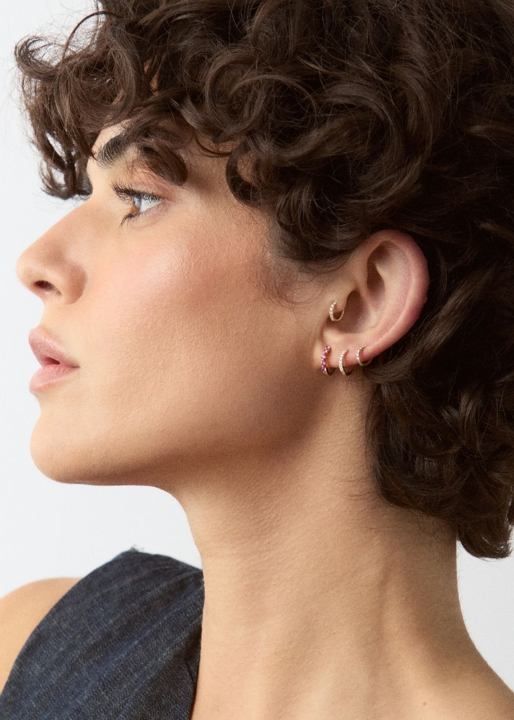 Shuga Mini Pink Sapphire Huggie Hoop Earrings