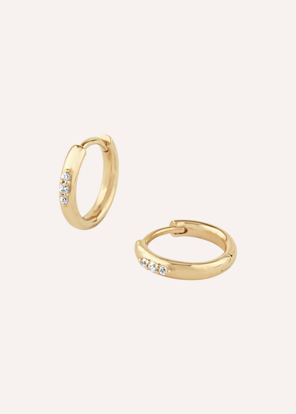 Signature Three Stone Lab-Grown Diamond Mini Huggie Hoops