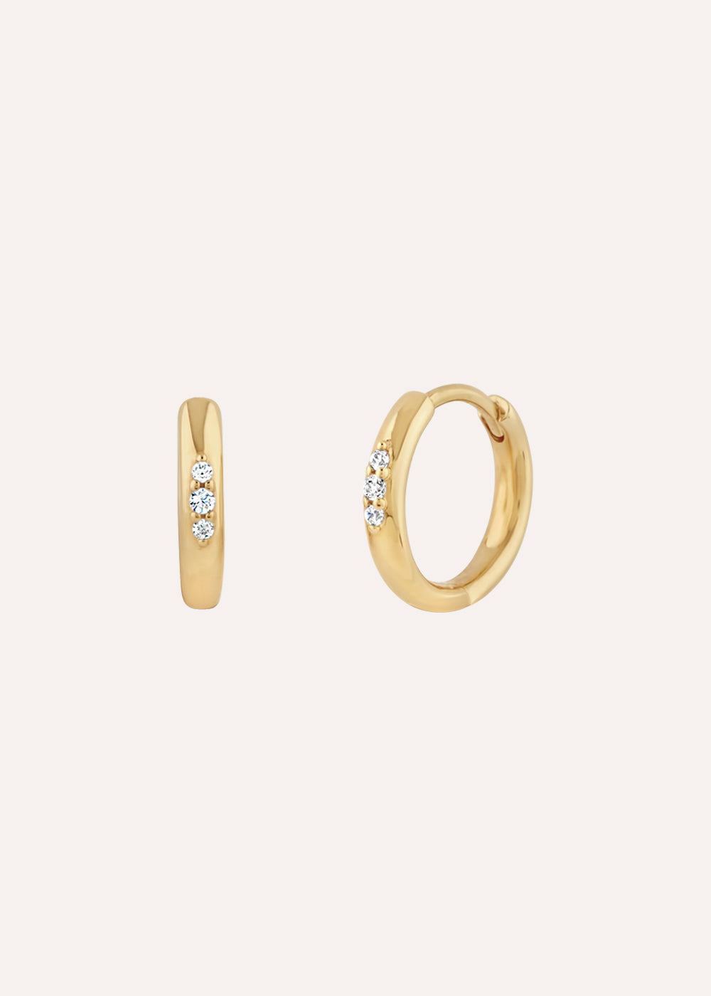 Signature Three Stone Lab-Grown Diamond Mini Huggie Hoops