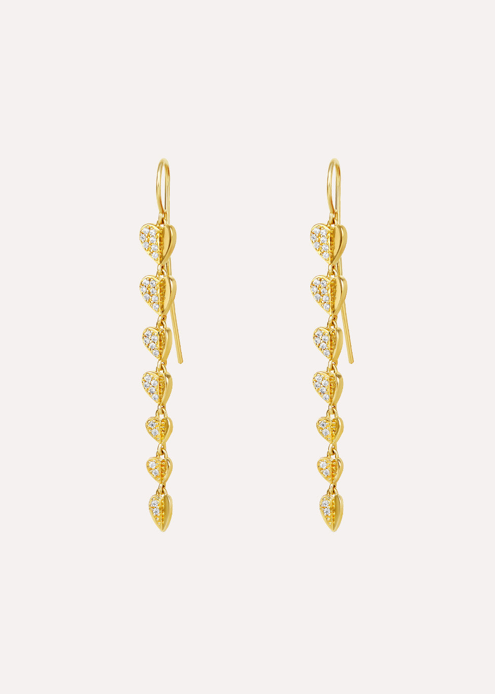 Folded Heart Lab-Grown Diamond Column Drop Earrings
