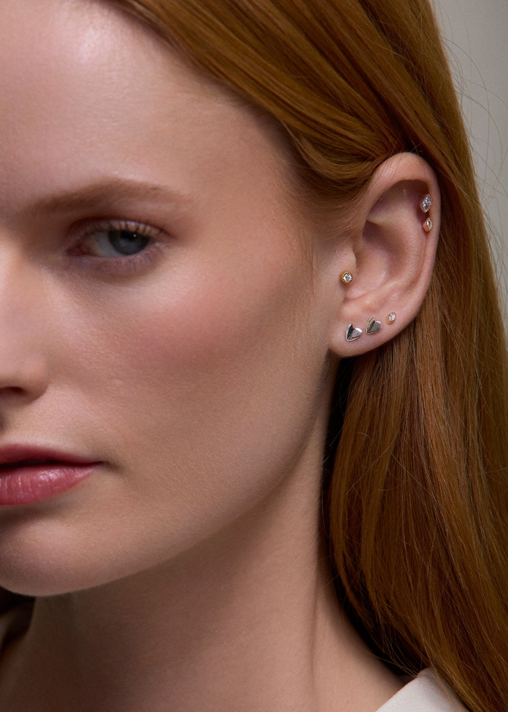 Single Folded Heart Stud Earring