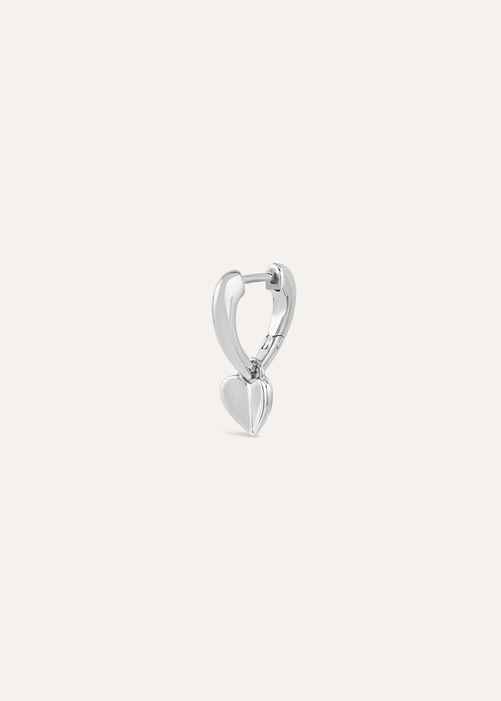 Single Folded Heart Huggie Hoop Earring