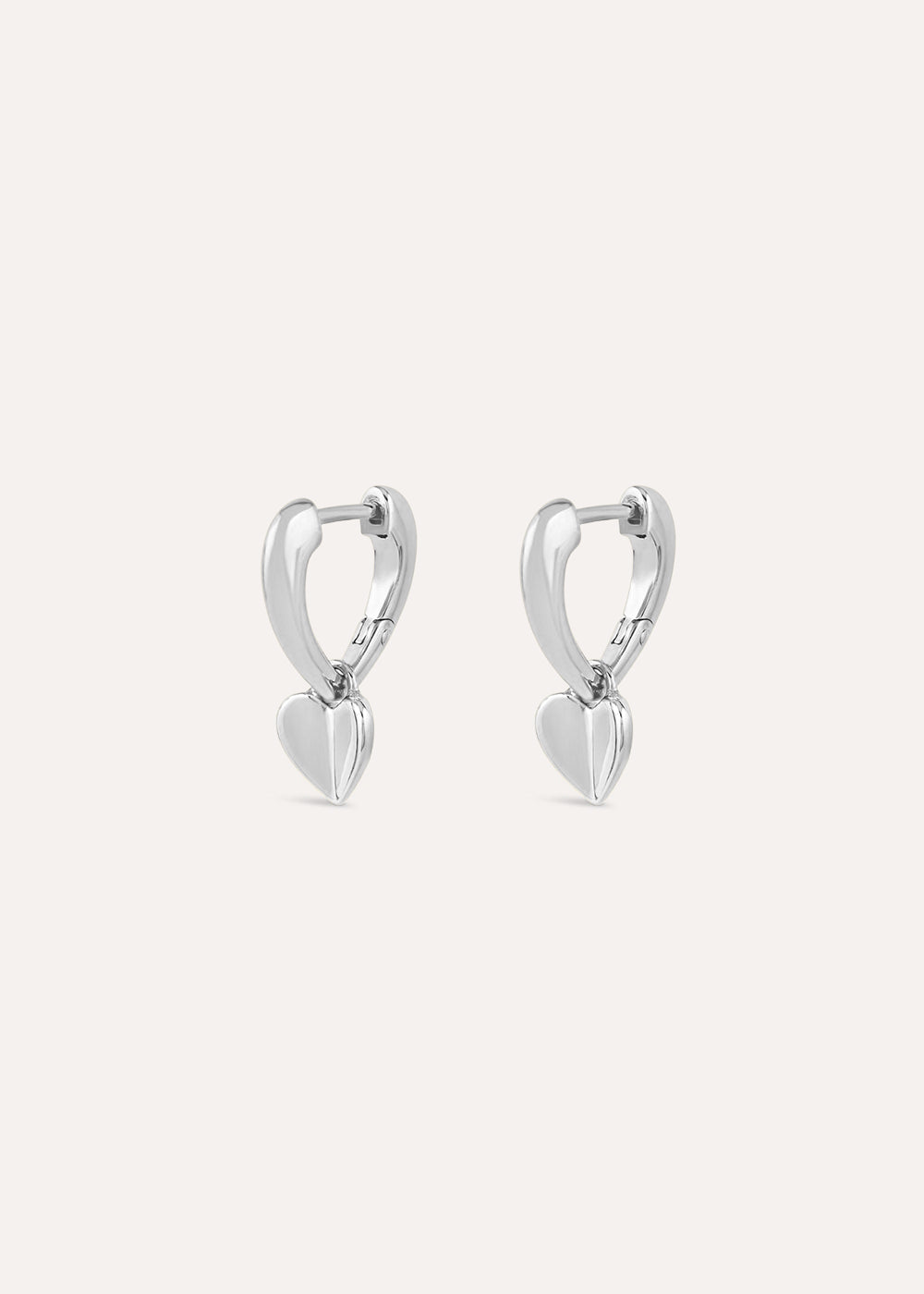 Folded Heart Huggie Hoop Earrings