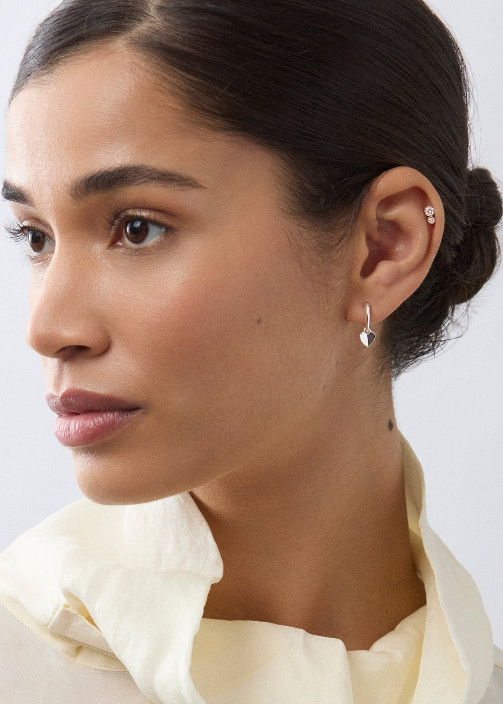Folded Heart Huggie Hoop Earrings