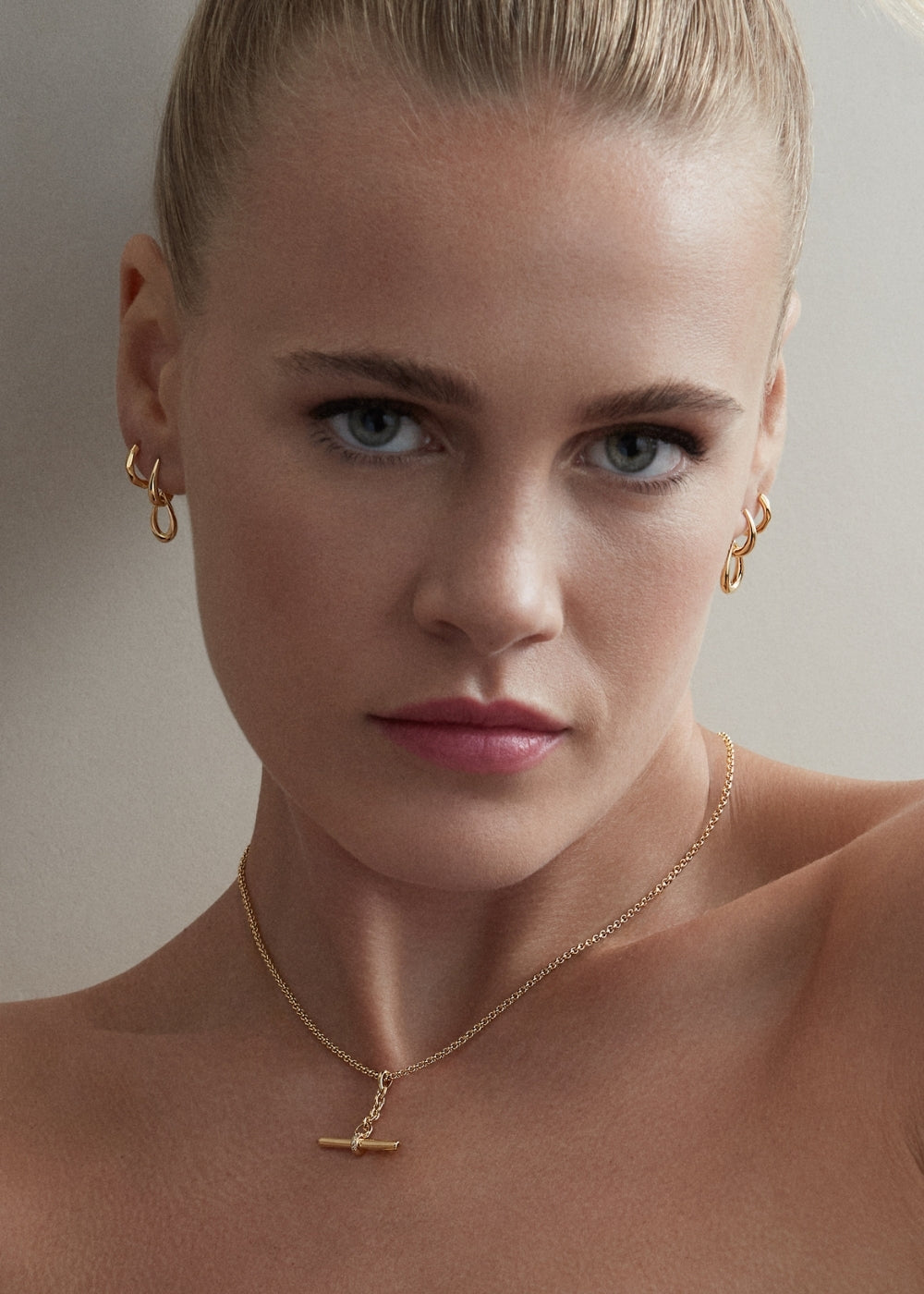Raindrop Double Link Stud Earrings