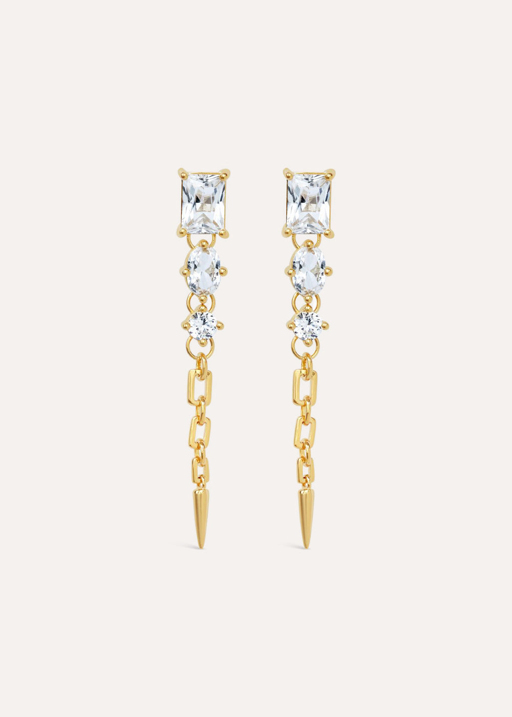Gem-Set Column Drop Earrings