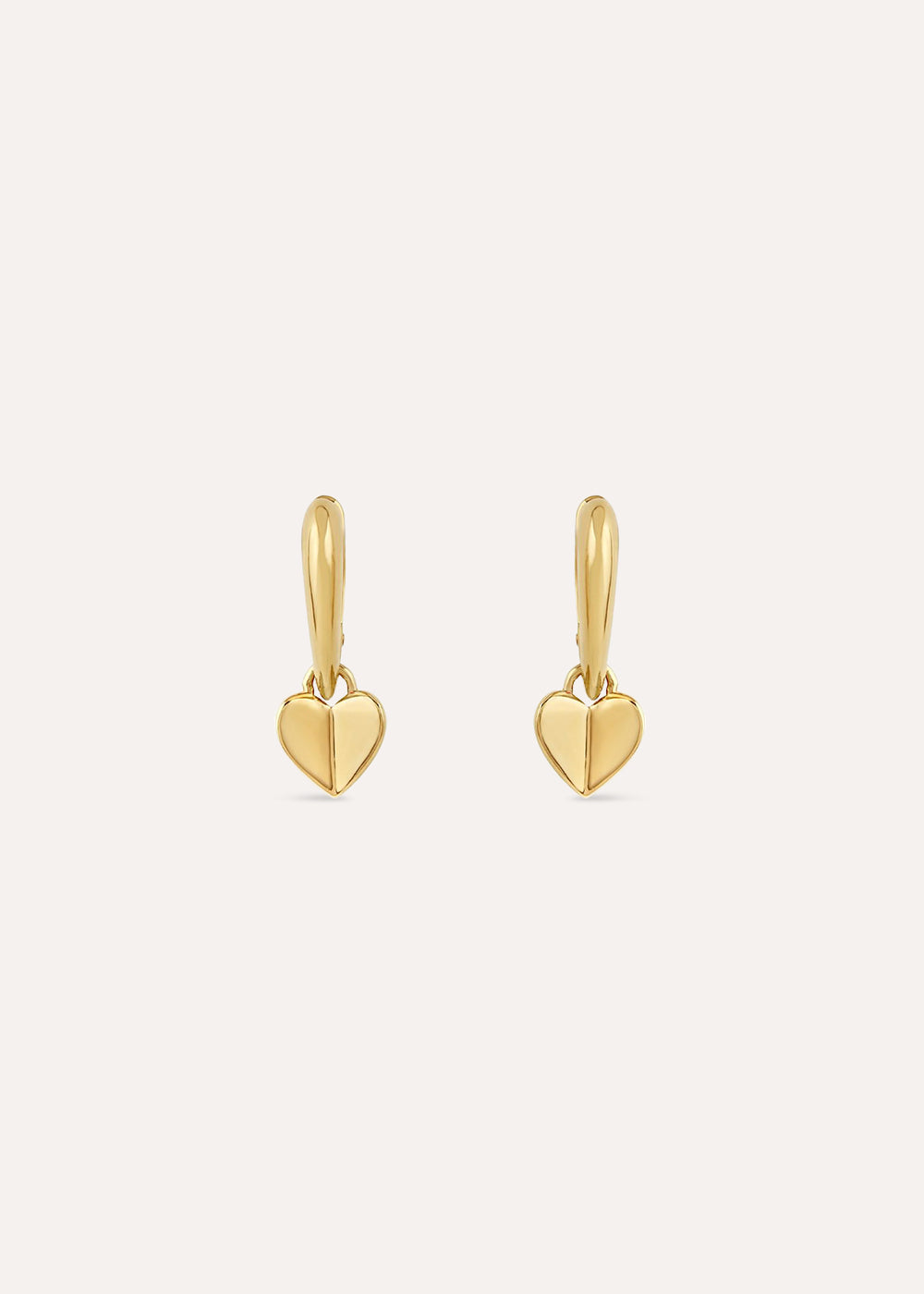 Folded Heart Huggie Hoop Earrings