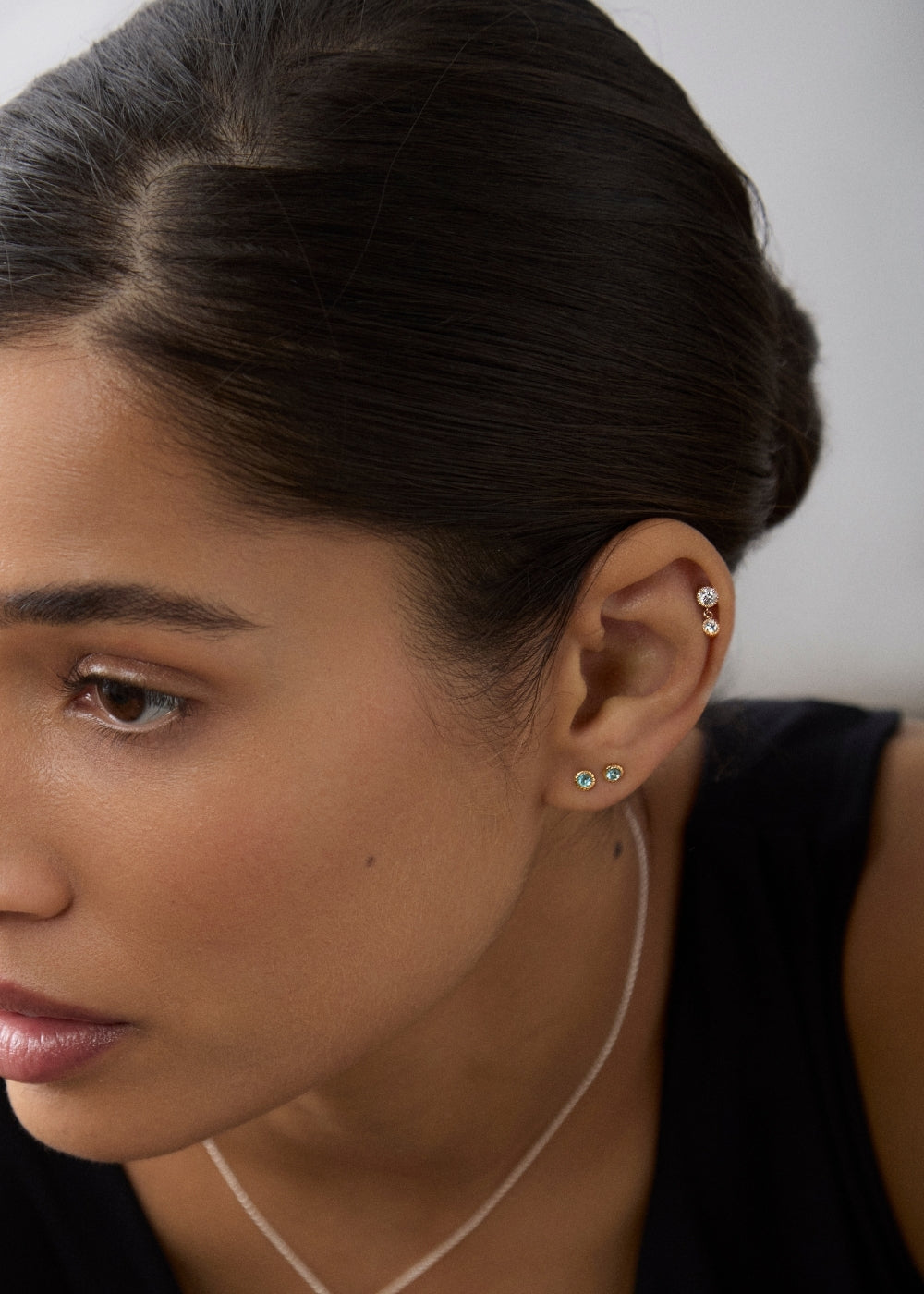 Blue Topaz Chequerboard Stud Earrings