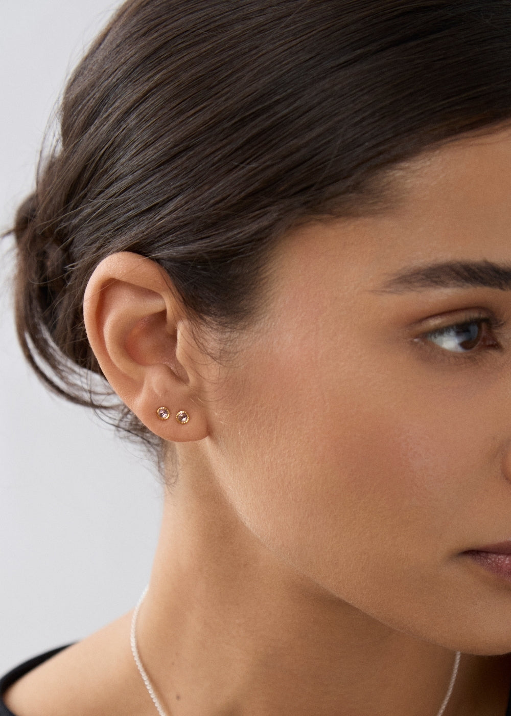 Amethyst Chequerboard Stud Earrings