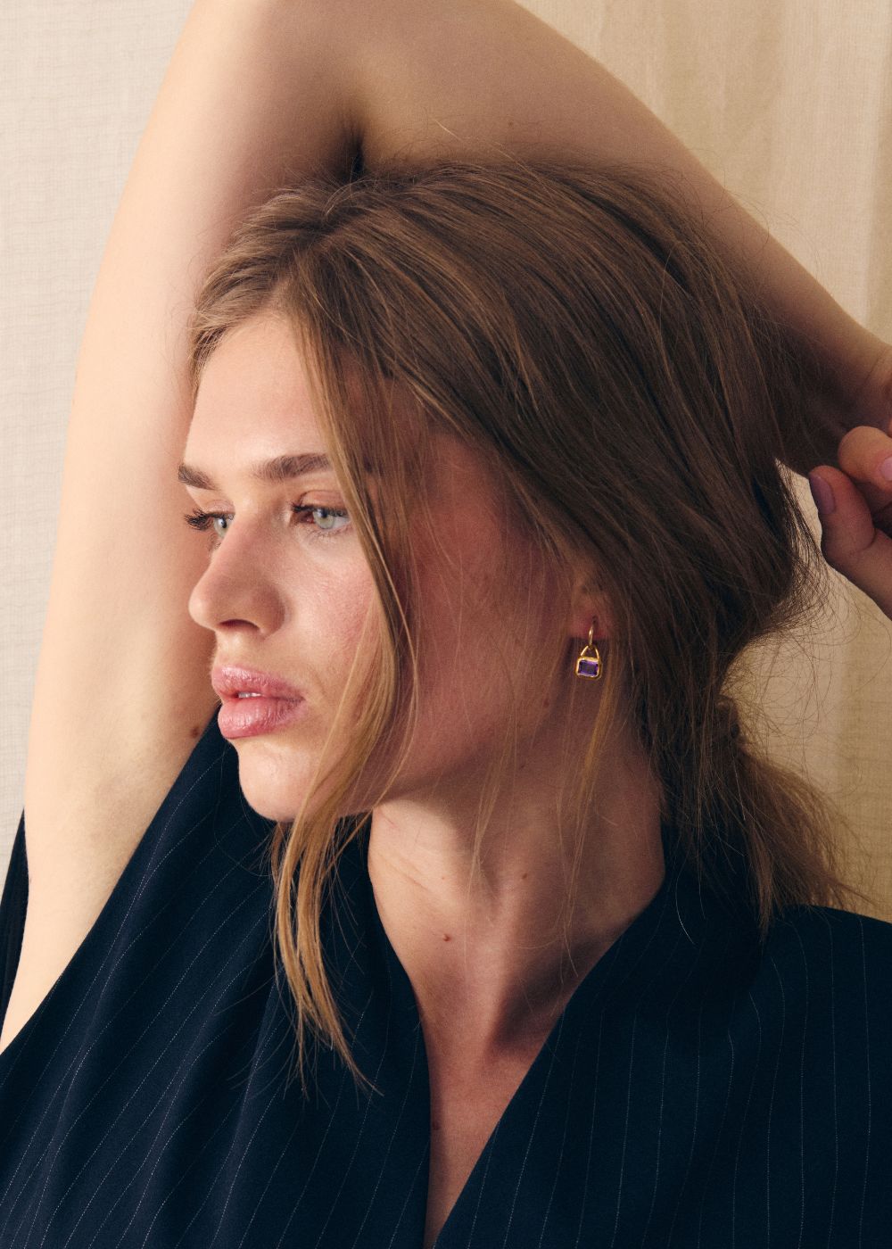 Paloma Amethyst Small Hoop Drop Earring