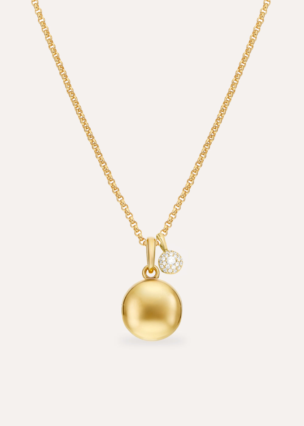 Button Locket & Lab-Grown Diamond Bon Bon Necklace