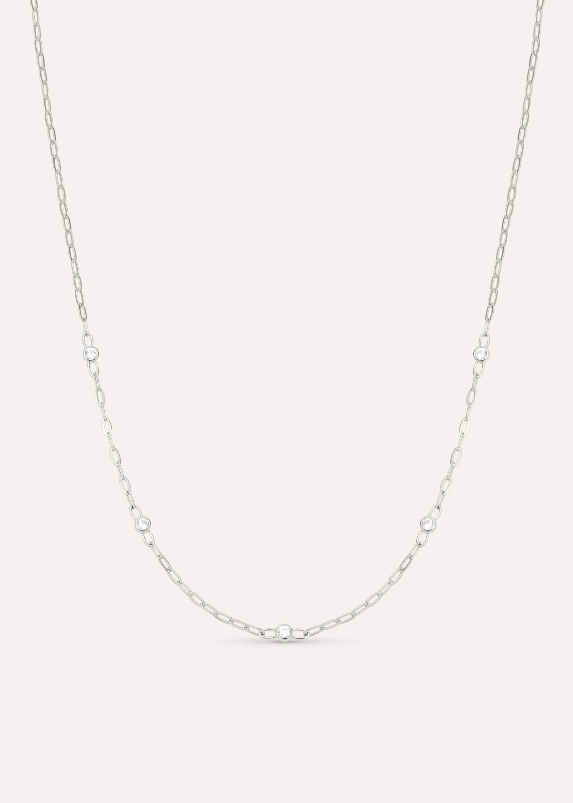 Lab-Grown White Sapphire Paperclip Chain Necklace