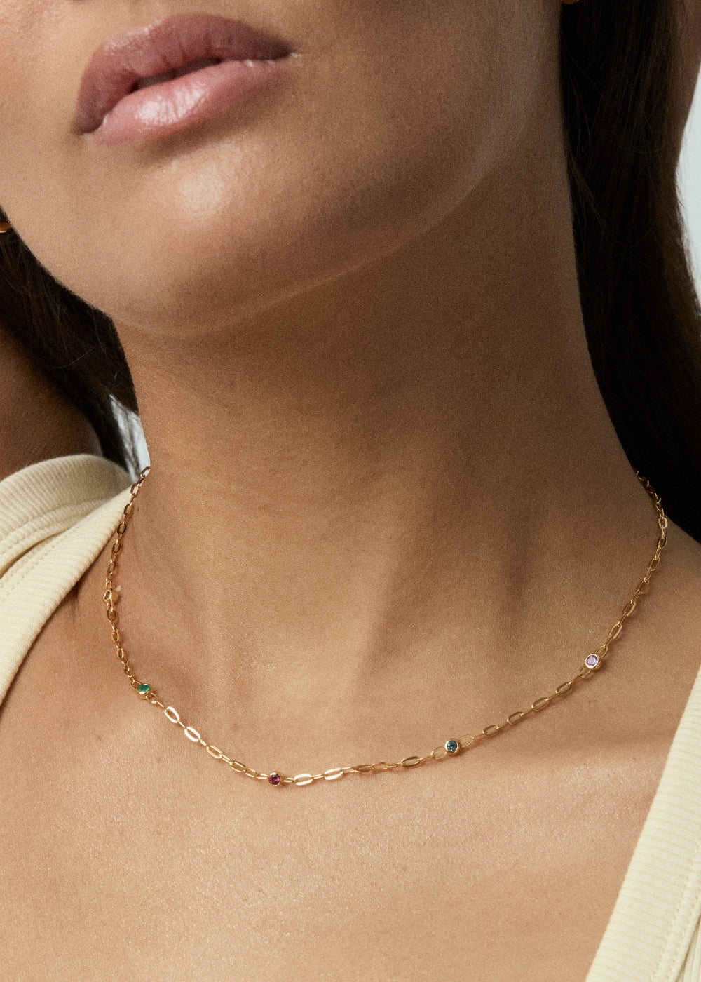 Rainbow Gemstone Chain Necklace