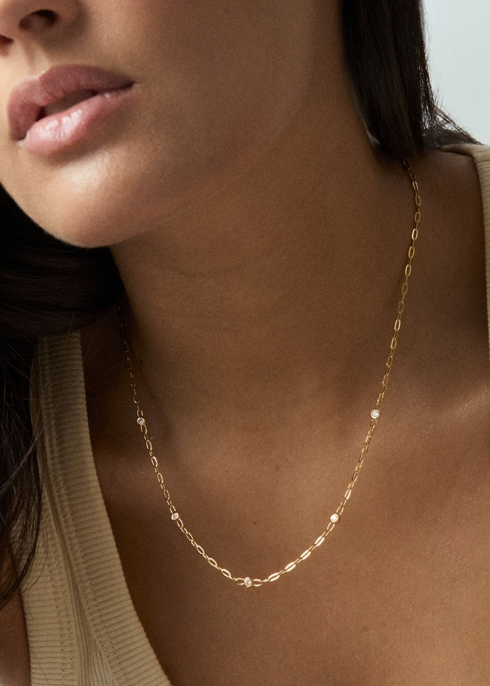 Lab-Grown White Sapphire Paperclip Chain Necklace