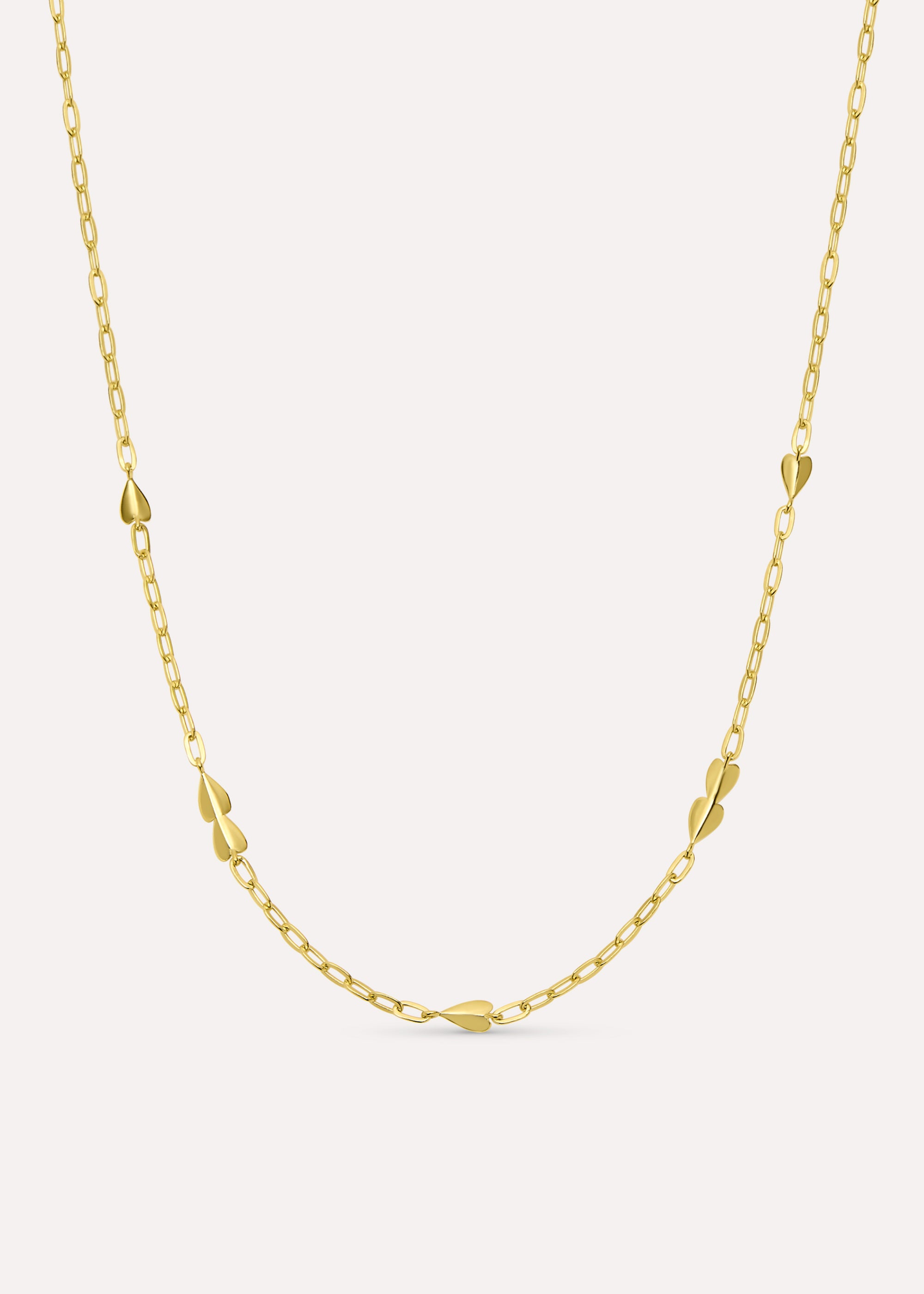 Folded Heart Chain Necklace