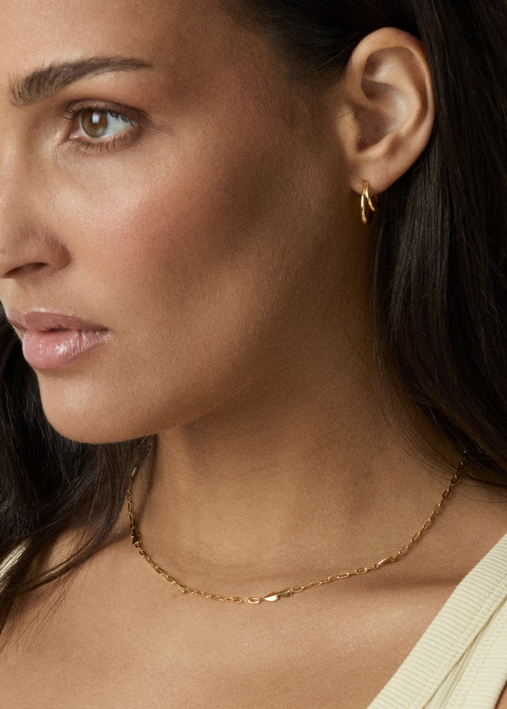 Folded Heart Chain Necklace