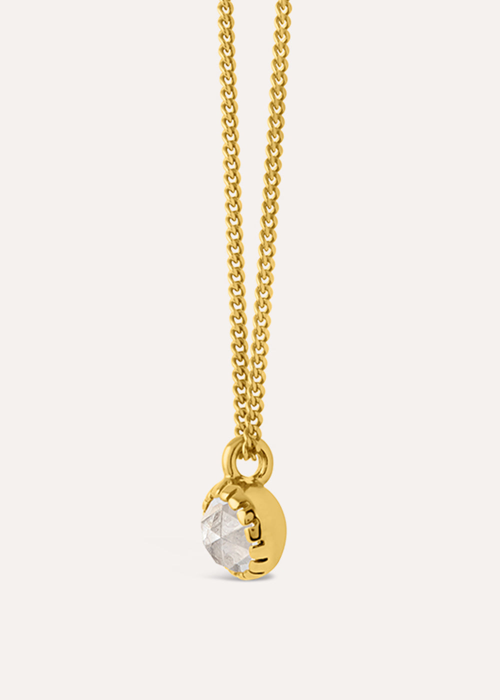 Gem Drop White Topaz Rose Cut Pendant Necklace
