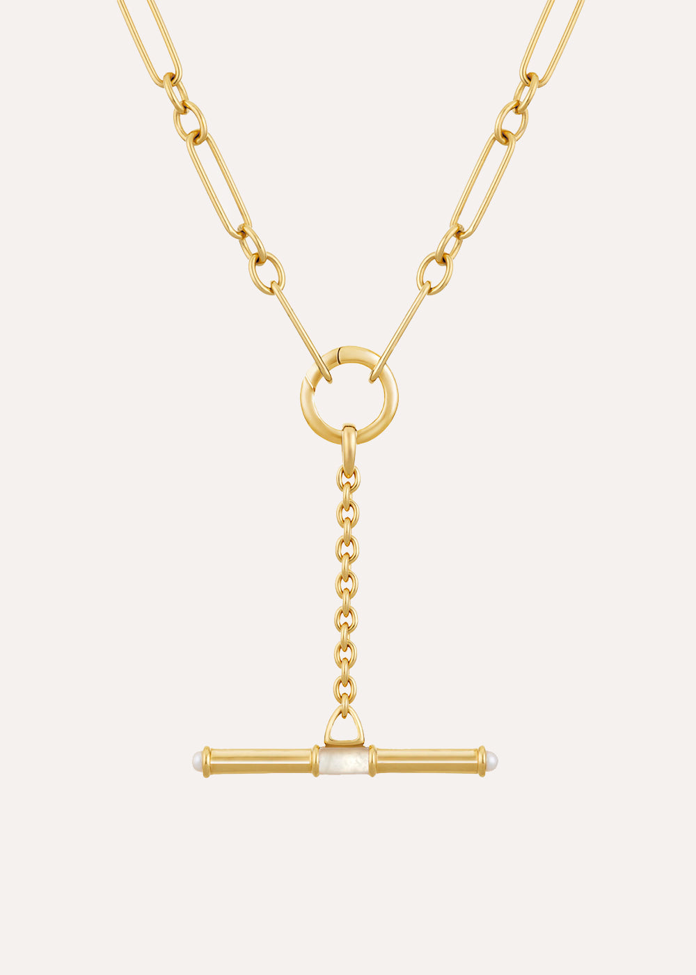 Lariat T-Bar Mother of Pearl Necklace