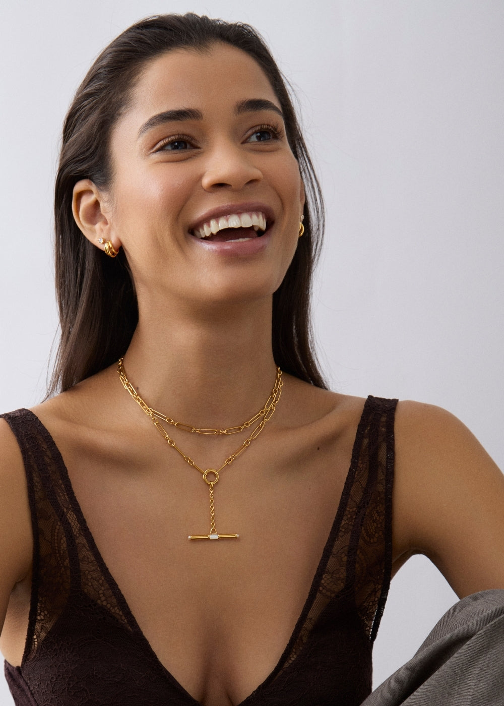 Lariat T-Bar Mother of Pearl Necklace