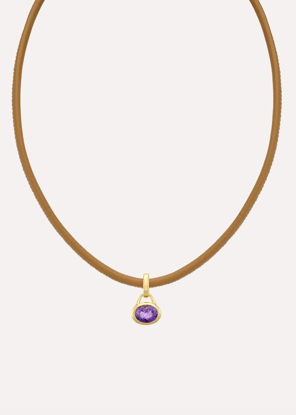 Paloma Oval Amethyst Leather Necklace