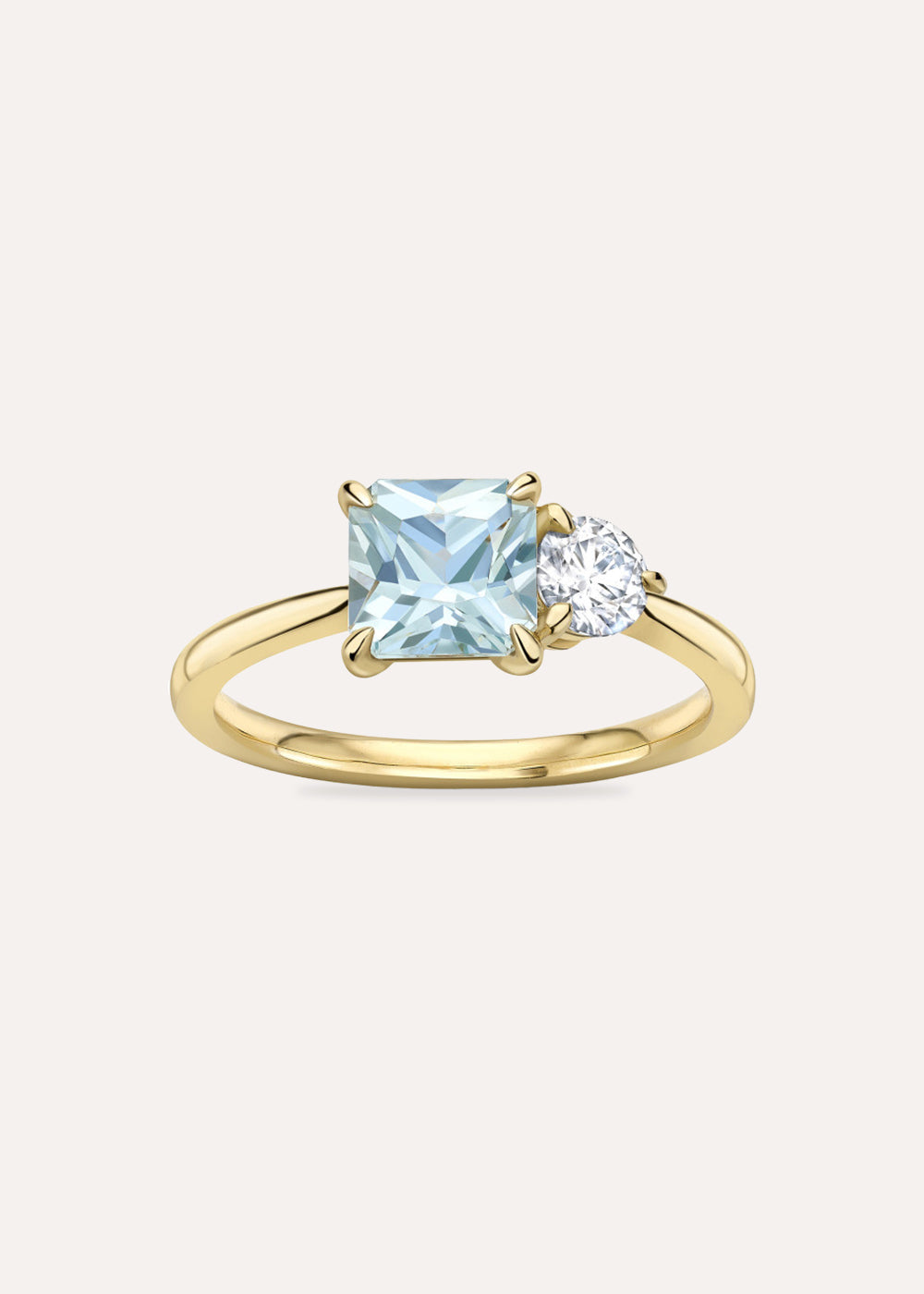 Toi & Moi Aquamarine & Moissanite Ring