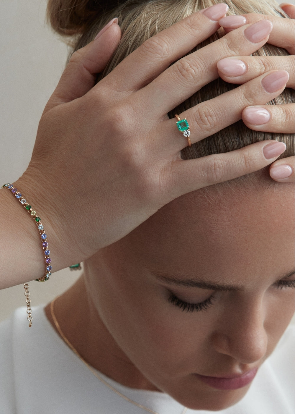 Toi & Moi Emerald & Lab-Grown Diamond Ring