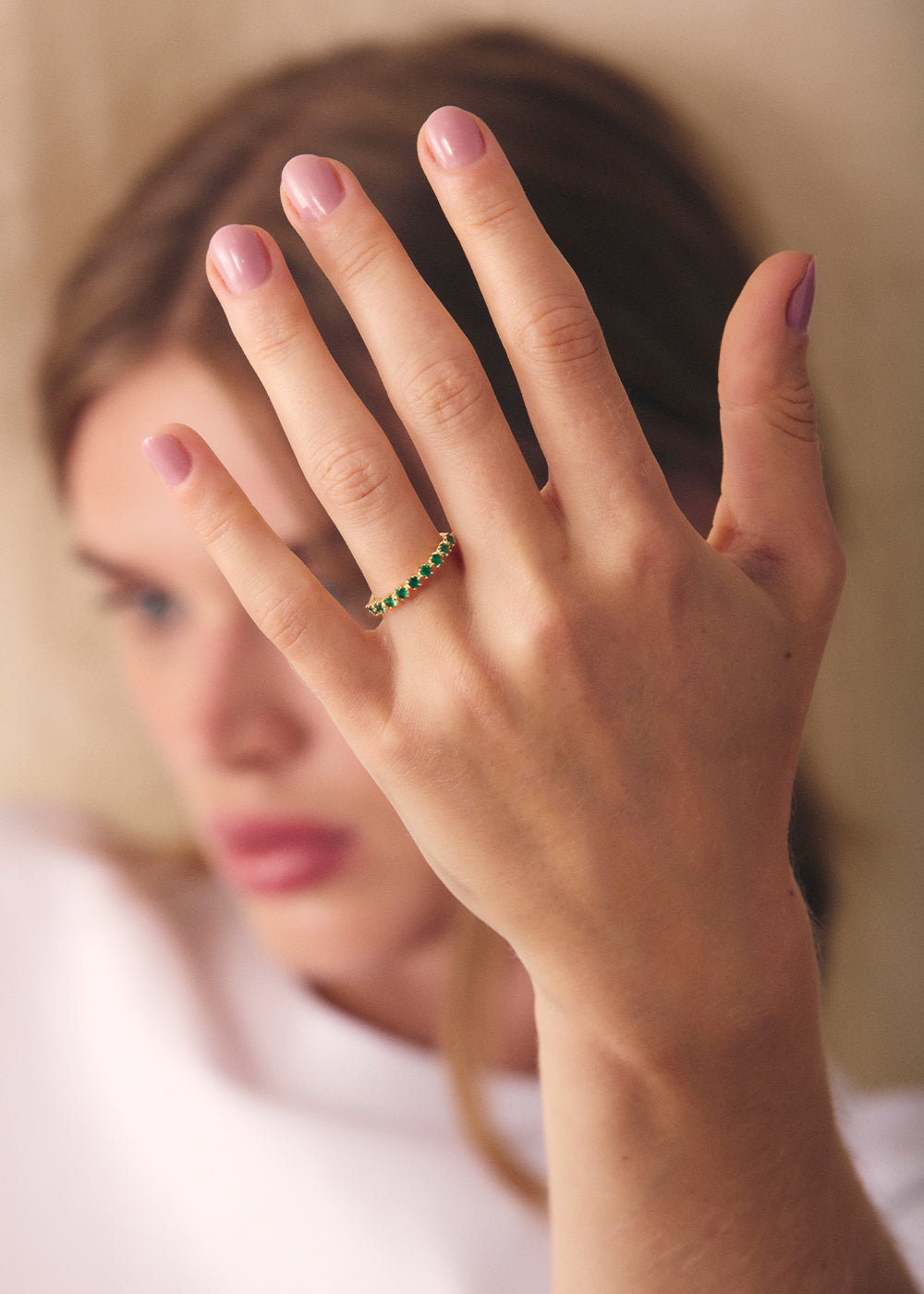 Elyhara Emerald Half Eternity Ring