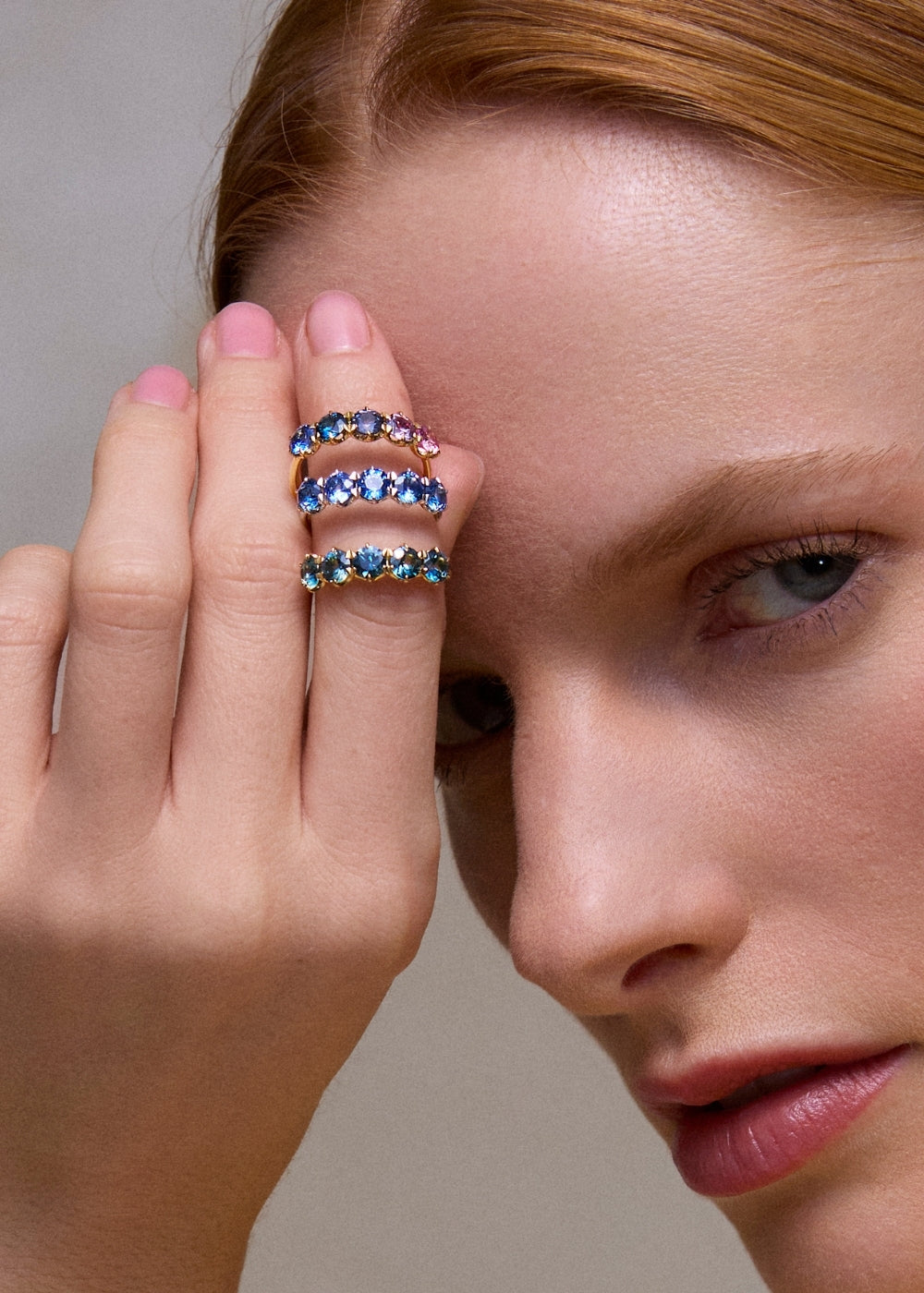Elyhara Deep Blue Sapphire 5 Stone Ring