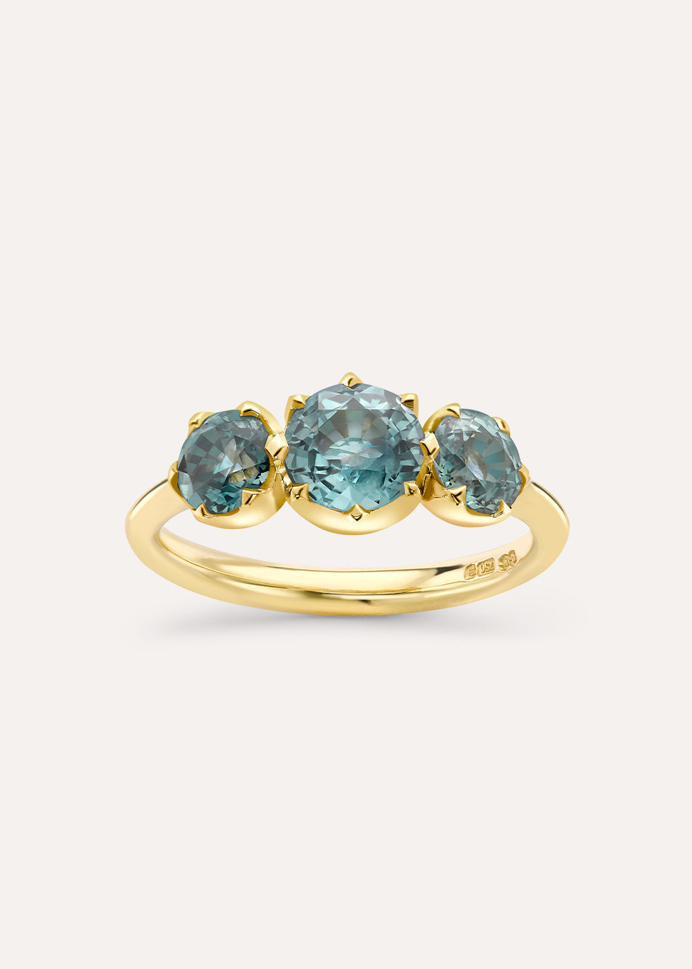 Elyhara Medium Trilogy Teal Sapphire Ring