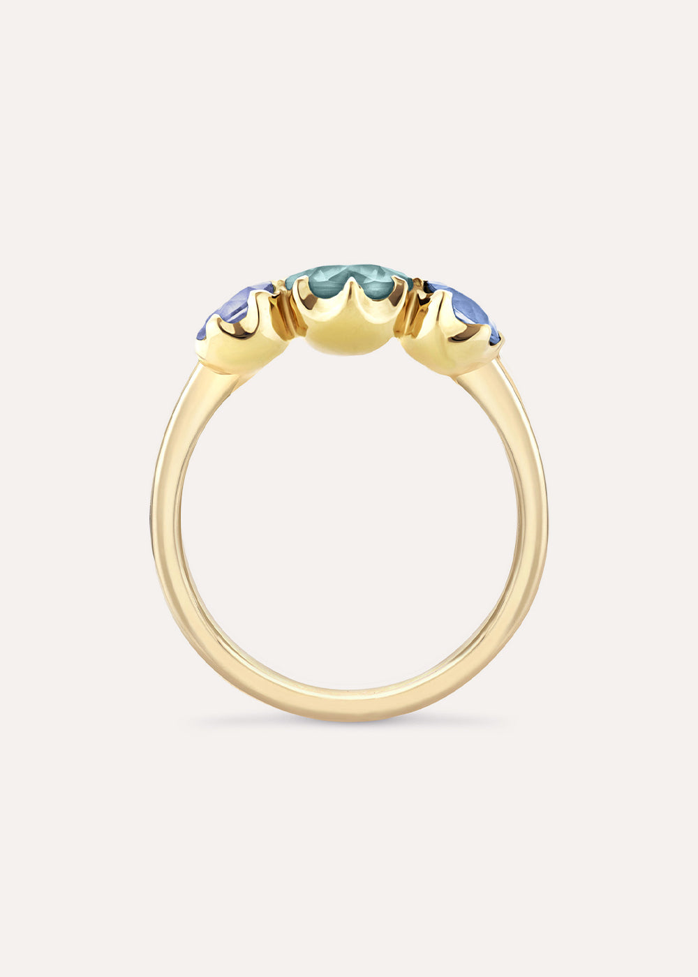 Elyhara Medium Trilogy Green & Blue Sapphire Ring