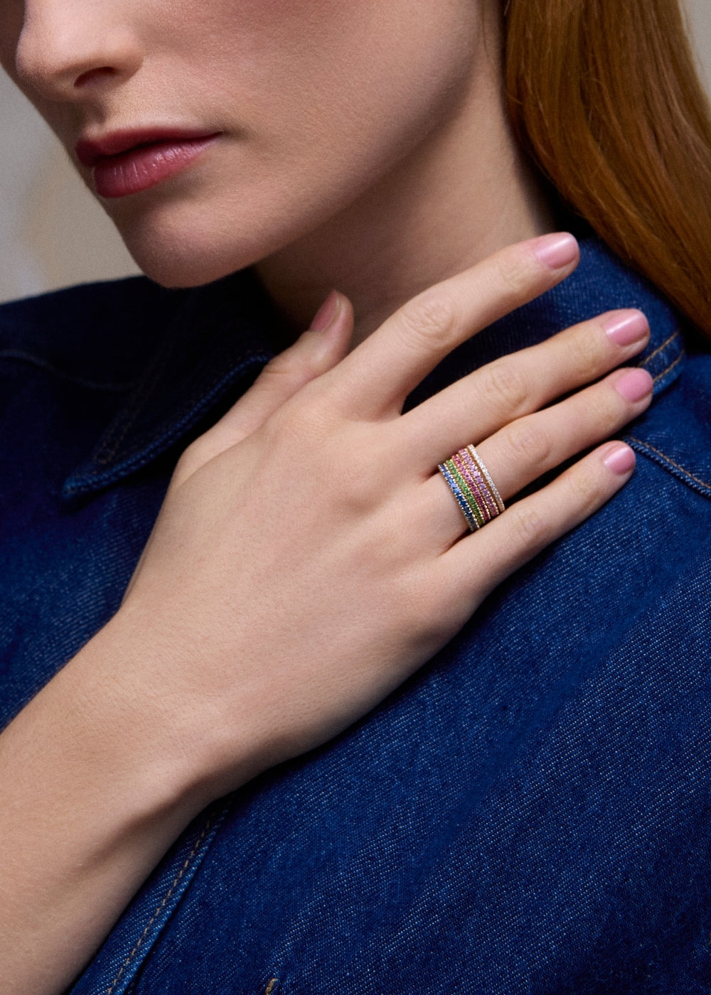 Minnow Three Quarter Small Rubellite Tourmaline Eternity Ring