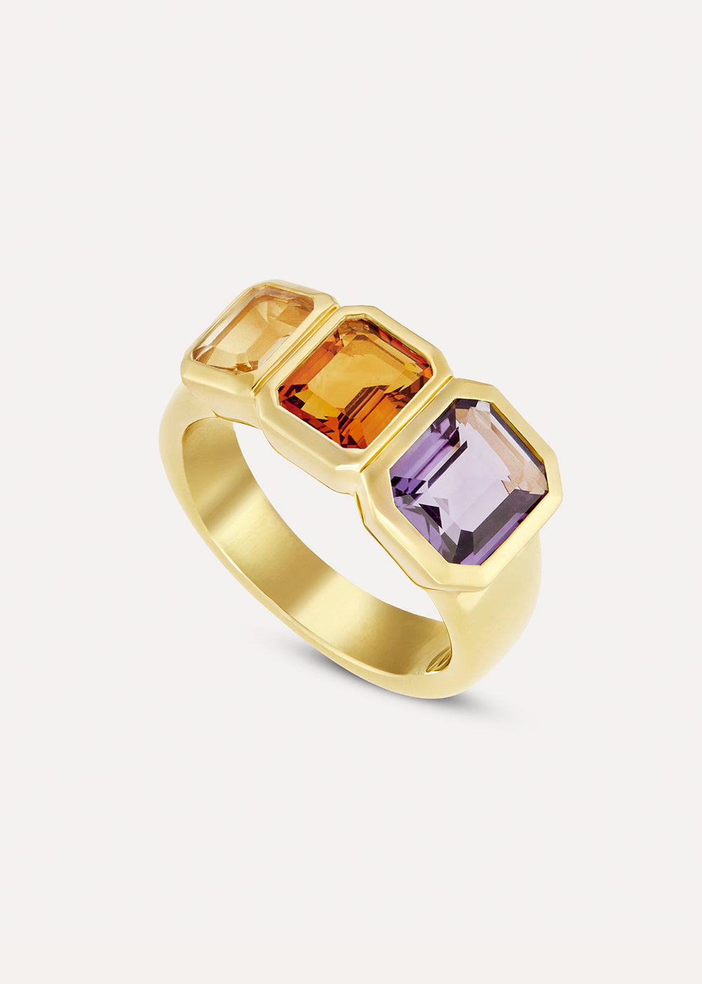 Paloma Amethyst & Citrine Three Stone Ring