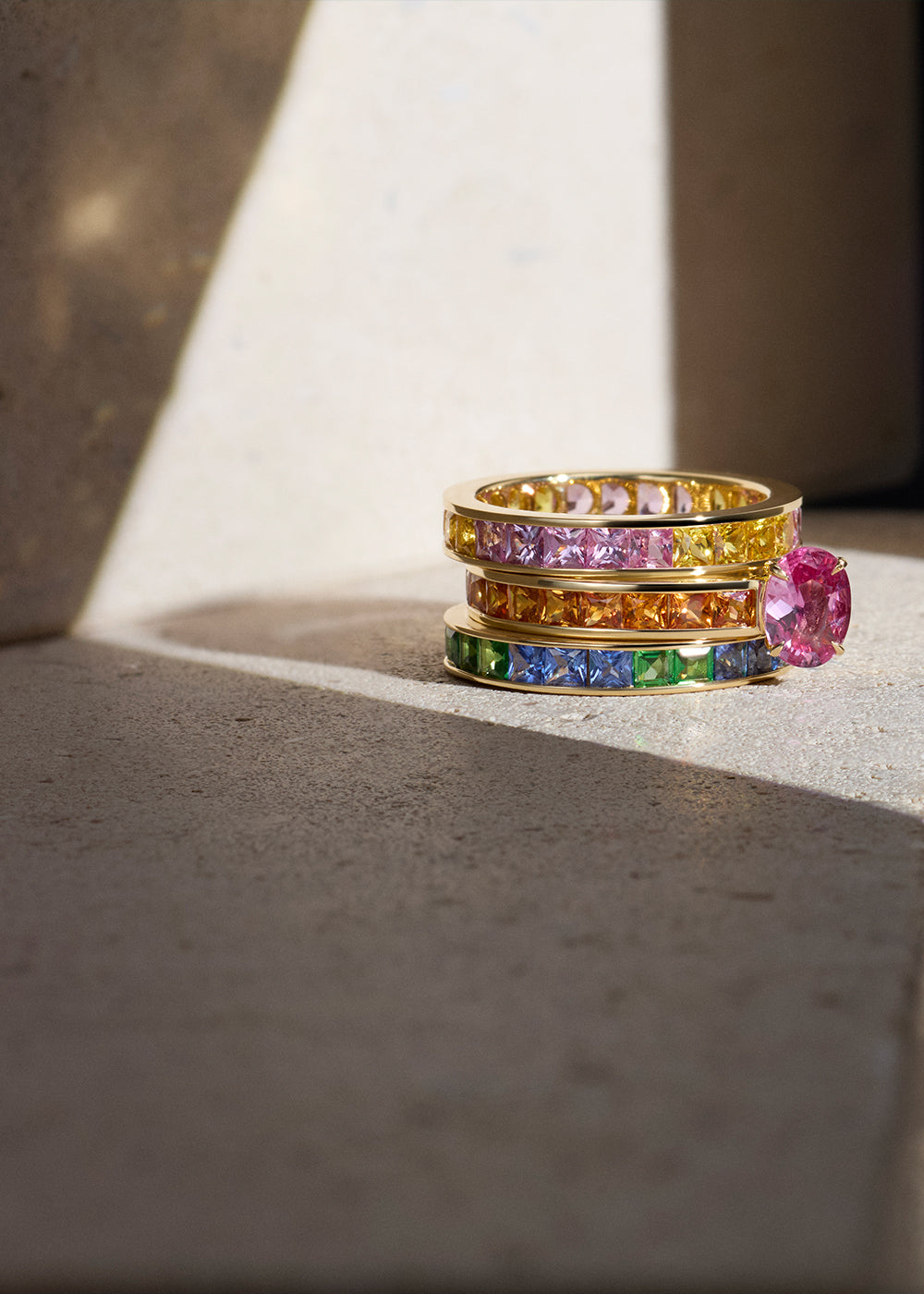 Bit on the Side Pink & Orange Sapphire Ring