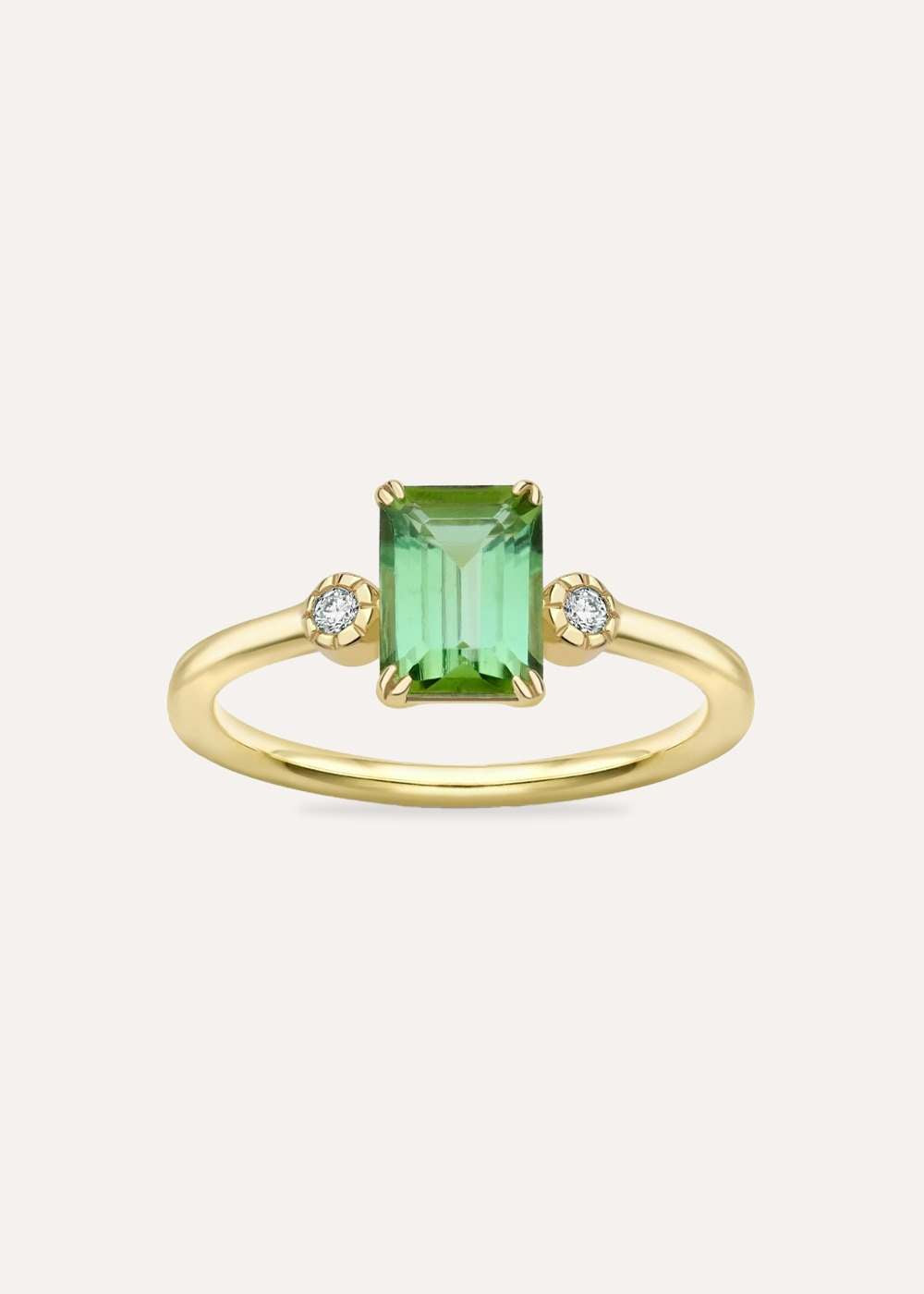 Violet Green Tourmaline & Lab-Grown Diamond Ring