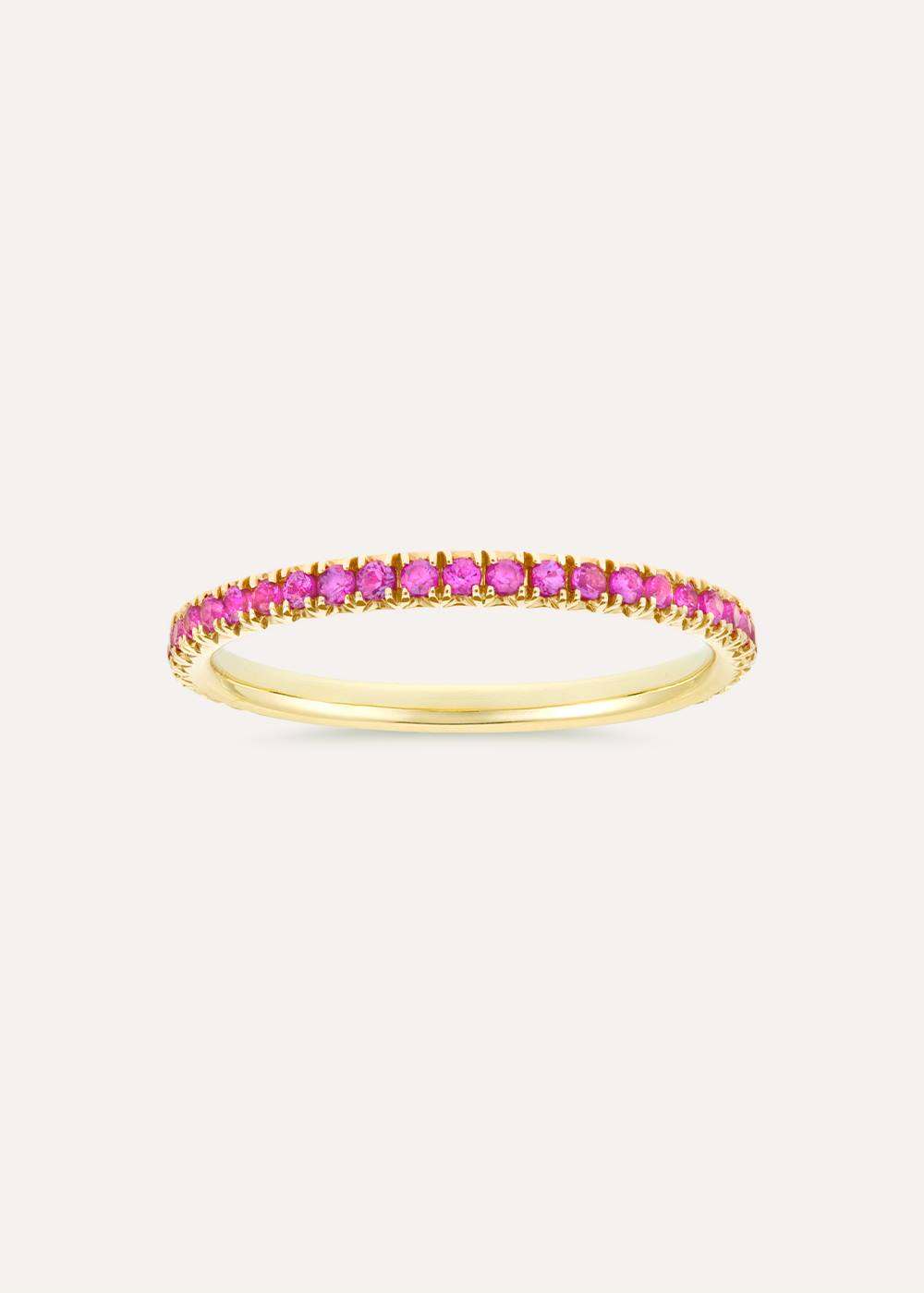 Minnow Three Quarter Small Rubellite Tourmaline Eternity Ring