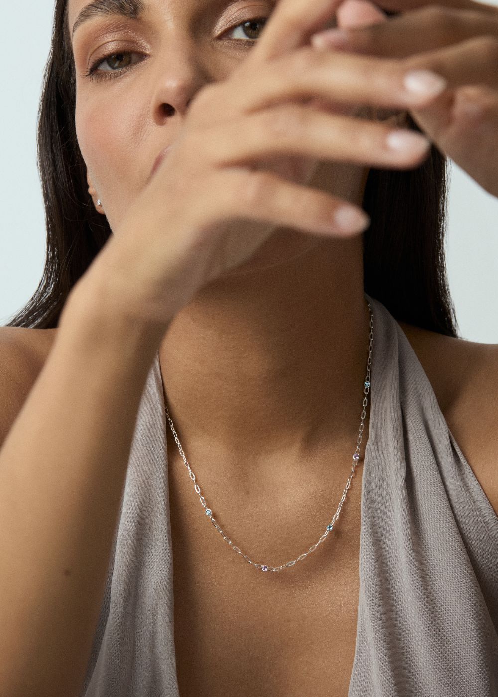 Lab-Grown White Sapphire Paperclip Chain Necklace