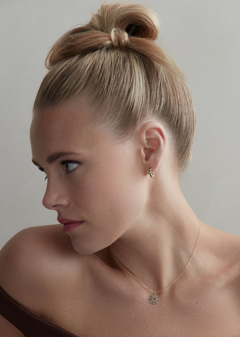 Elyhara Emerald Huggie Hoop Earrings