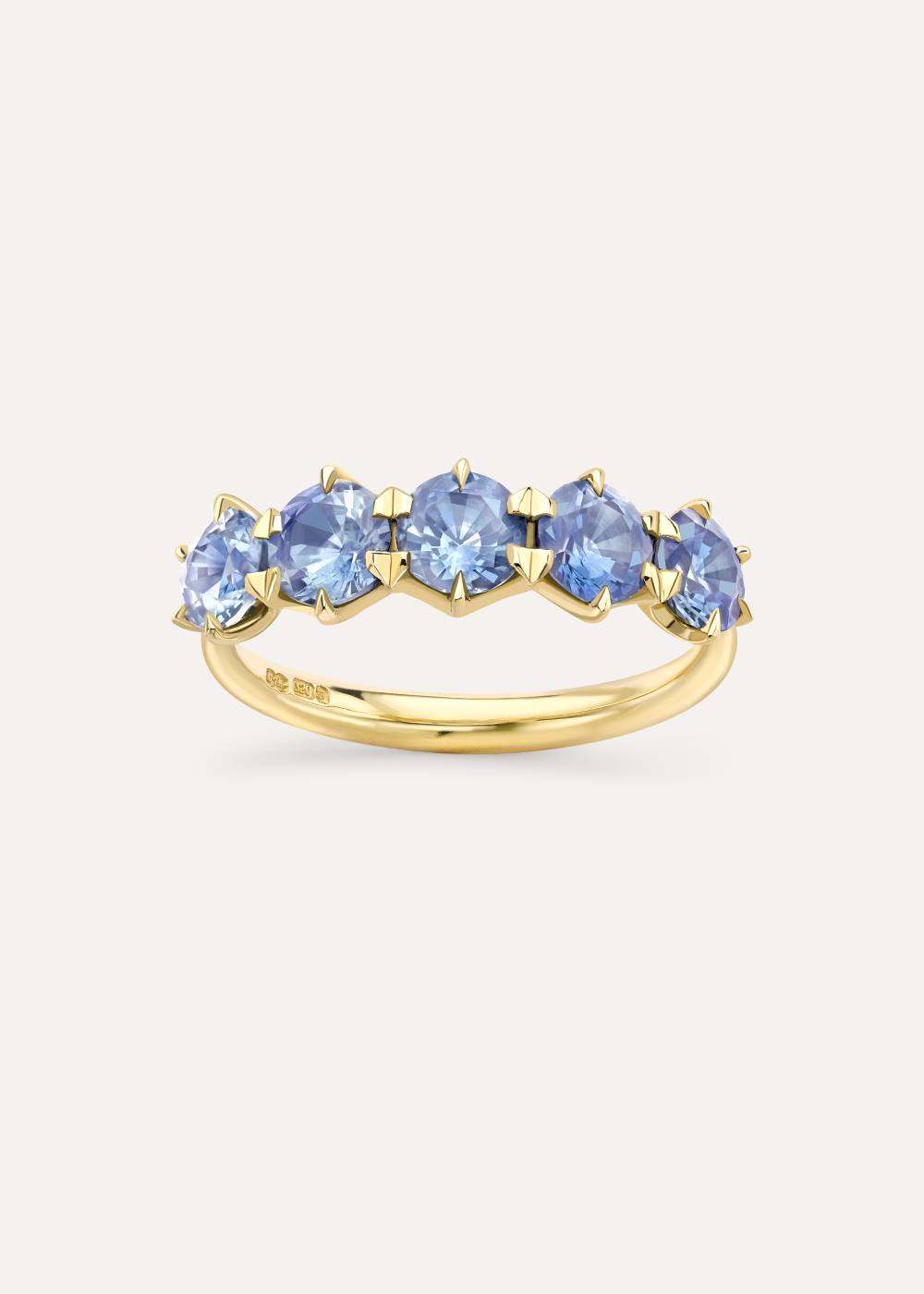 Elyhara Deep Blue Sapphire 5 Stone Ring